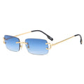 HBK New Luxury Classy Square Sunglasses Men Rimless Alloy Fashion Vintage Retro Small Rectangle Glasses Blue Custom Logo UV400
